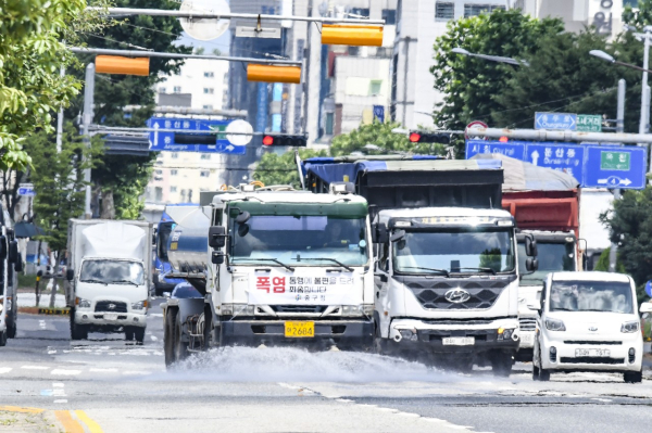 살수차 운영 모습