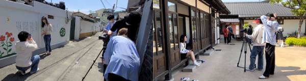 공주시의 대표적인 맛집과 관광지를 홍보하는 영상 제작 모습