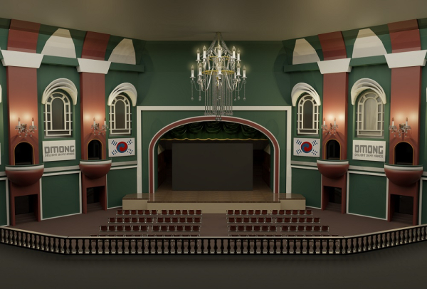 메타버스 플랫폼인 젭(ZEB)에 구축된 디몽월드 내 공연장 전경.