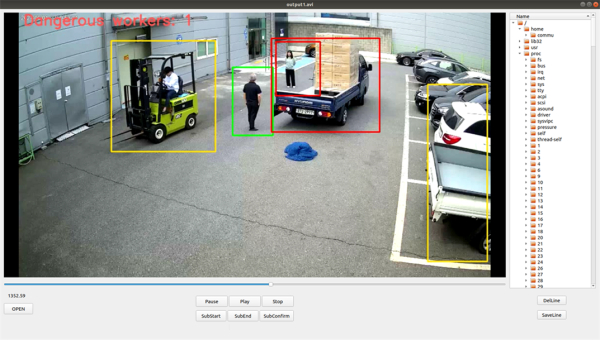 인공지능 기반의 영상처리 기술을 활용한 산업안전사고 방지 시스템 화면