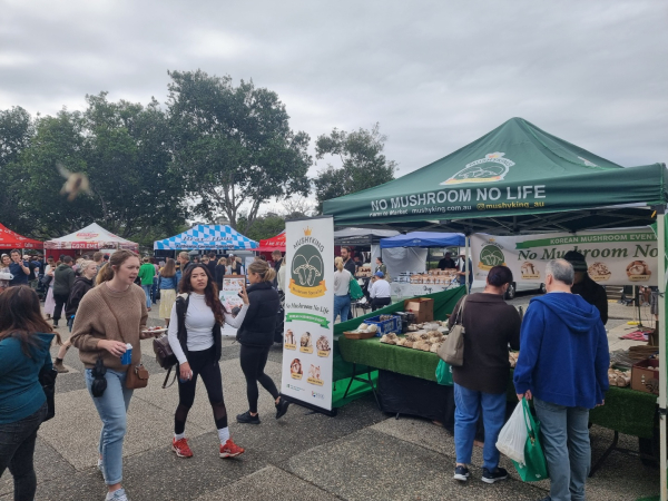 호주 브리즈번 주말마켓 버섯 판촉 행사(8.6일)