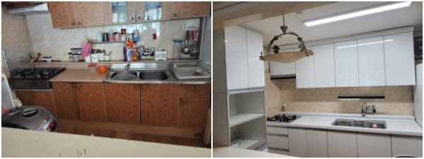 씽크대 공사 전, 후 사진