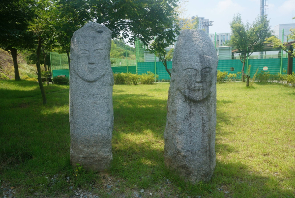 문화재로 지정된 세종시 갈운리 석장승 전경