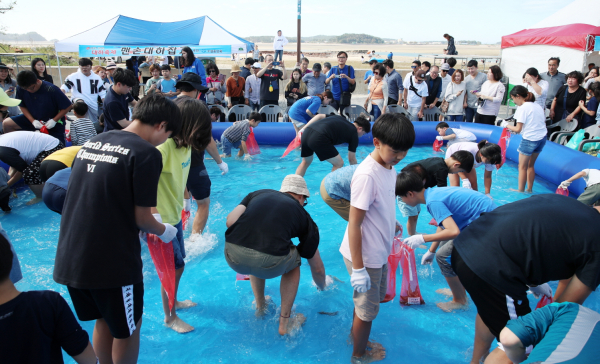 지난 2019년 열린 제20회 안면도 백사장 대하 축제 모습.