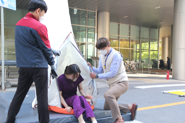 화재 대응 훈련 실시 모습