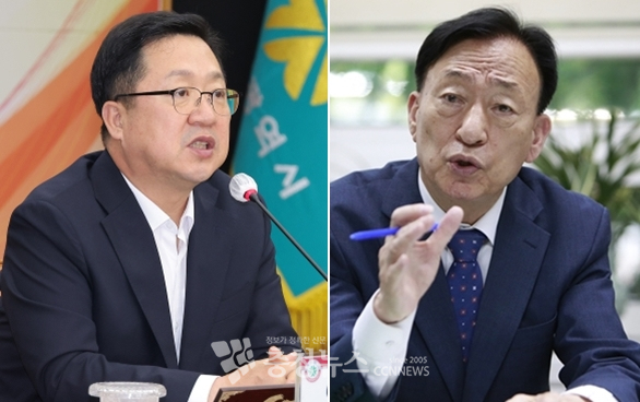 왼쪽부터 이장우 대전시장과 설동호 대전시교육감.