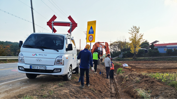 부석면 월계리 일원 도로 정비 모습