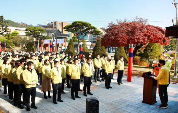 18일 서산시청 일원에서 열린 2022년 지진대피훈련 모습