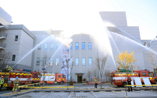 지난 18일 시립연정국안원에서 열린 안전한국훈련 현장훈련 장면