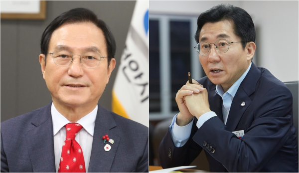 (왼쪽부터) 박상돈 천안시장과 박경귀 아산시장