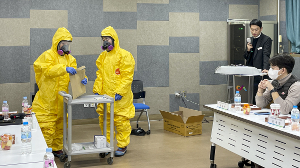 지난 15일 서산시보건소에서 열린 생물테러 대비 모의훈련 모습