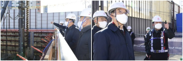 (좌로부터) 김광신 청장 중촌동 공사현장 방문점검 모습,  선화동 공사현장 방문점검 모습