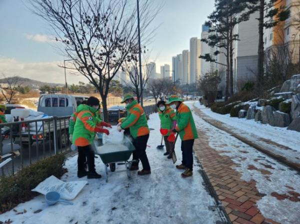 긴급 제설 모습