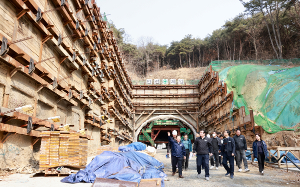 대천~죽정 간 도시계획도로 개설사업 현장 점검 모습