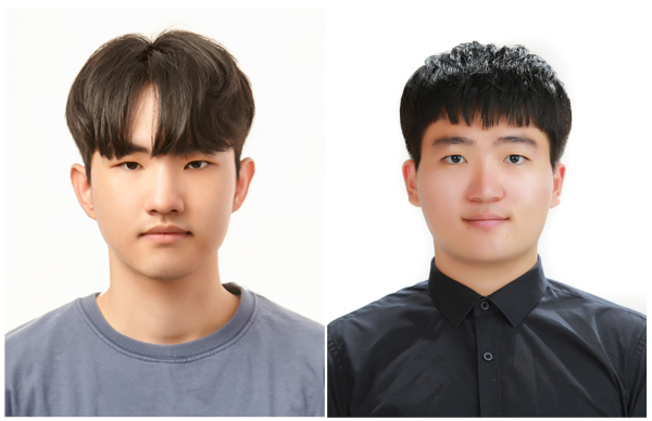 연구팀 모습 (왼쪽부터 상명대 그린화학공학과 정주언, 인하대 생명공학과 박범준)