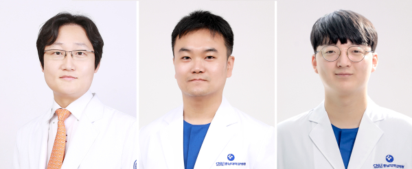 충남대학교병원 성형외과 송승한 교수 연구팀 (왼쪽부터 송승한 교수, 권혁재 교수, 이석의 전공의)