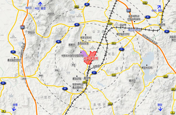 홍성군, 국가산단 위치도