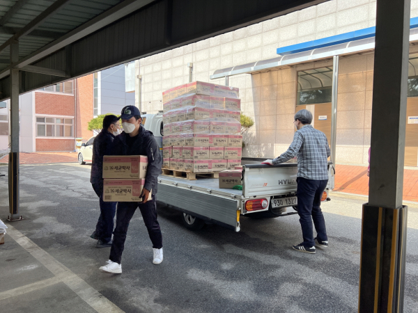 화상병 약제 배부 모습