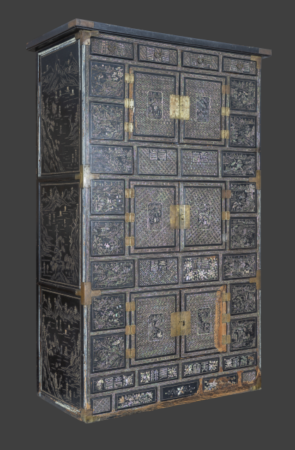 나전흑칠삼층장