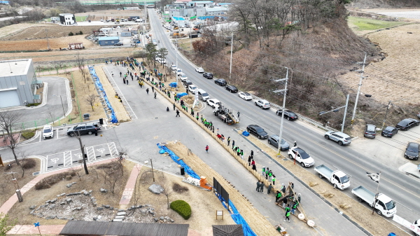 2023년 당진시 기지시줄다리기 축제를 위한 '큰 줄 제작' 모습