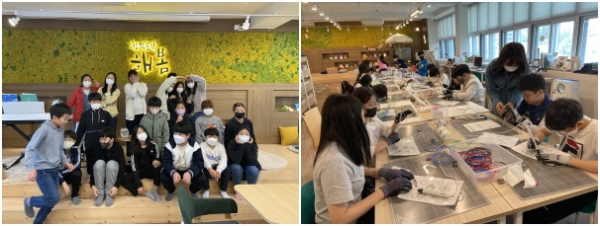 (좌) 서대전초등학교 6학년 1반, (우) 목동초등학교 활동 사진