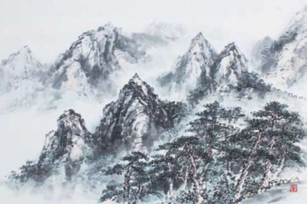 권경태, 설악산에서, 69x42㎝, 선지에 수묵담채, 2023