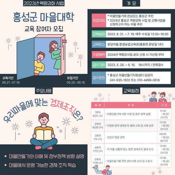 2023년 마을대학 교육 참여자 모집
