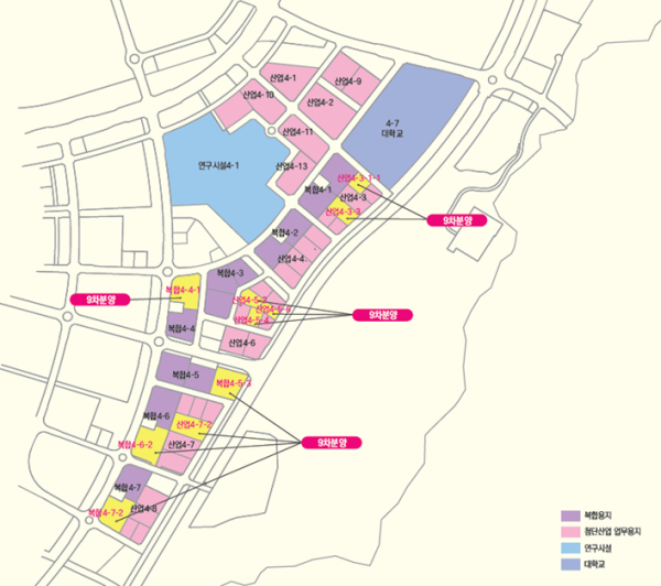 세종테크밸리 9차 분양필지 위치도