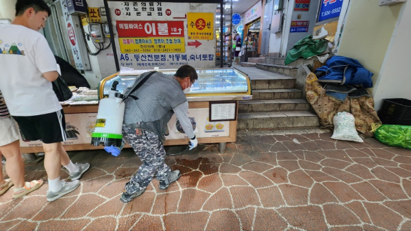 대전 서구 여름철 전통시장 해충방역 활동 장면