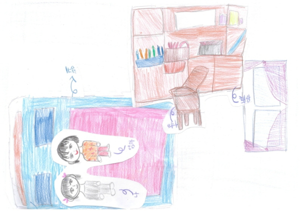 새로고침 캠페인을 통해 책상과 침대를 지원받은 아동이 그린 그림(사진=초록우산어린이재단 제공)