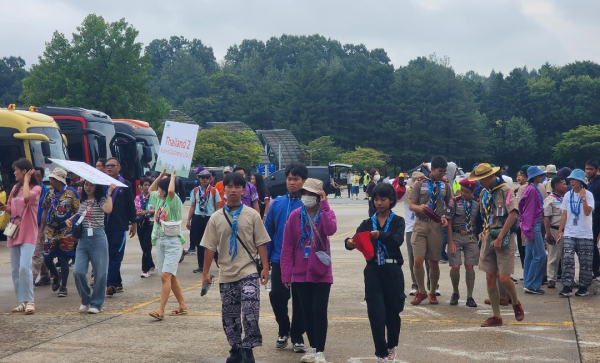 독립기념관에 도착한 잼버리 대원들/박동혁 기자