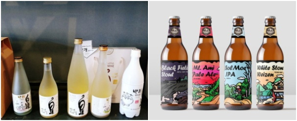 (좌) 백련막걸리, (우)당진수제맥주