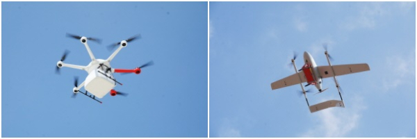 ​25일 중리포구 일원에서 열린 드론 배송 서비스 시연회 모습​