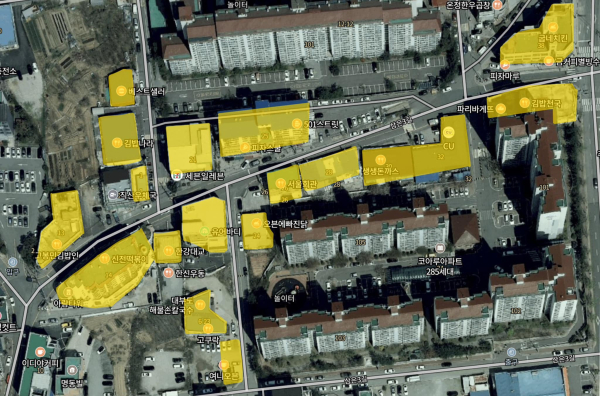 직산읍 삼은1번가 - 노란색 구역 표시