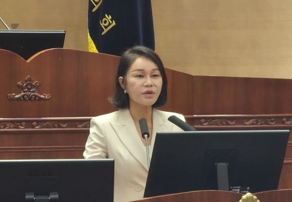 5분 발언을 하는 김미화 천안시의원/사진=박동혁 기자