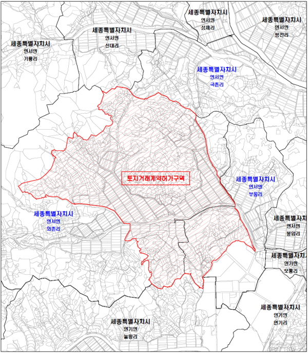 연서면 토지거래허가구역 재지정 지형도면(토지정보과)