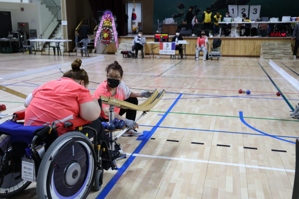 지난 3월 태안종합실내체육관에서 치러진 전국보치아선수권대회 모습.