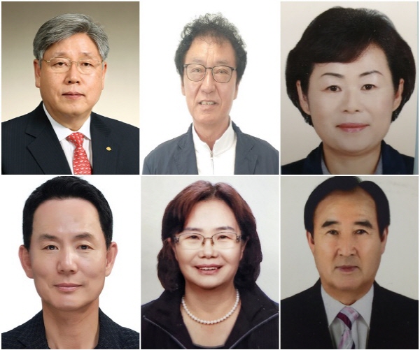 (윗줄부터 시계방향) 강도묵, 유병회, 정명숙, 김상봉, 김화자, 이철희 수상자