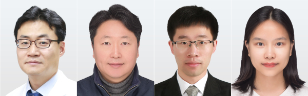 (왼쪽부터)충남대학교병원 이비인후과 박용호 교수, 충남대학교 유기재료공학과 허강무 교수, 이비인후과 대학원 위양, 유기재료공학과 대학원 레티푹
