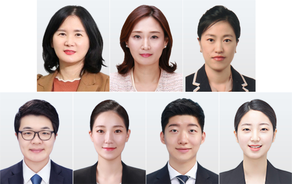 첫줄 왼쪽부터 충남대학교 간호대학 박명화 교수, 충남대학교병원 장인숙 간호사, 김성림 간호사 / 둘째줄 왼쪽부터 충남대학교병원 임원재 간호사, 김가애 간호사, 배경호 간호사, 김예린 간호사