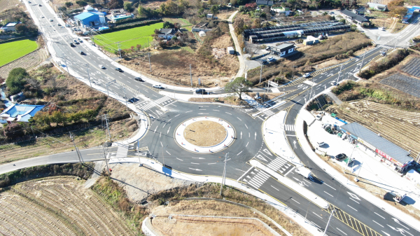 조기 임시 개통한 미지엔아파트~국도대체우회도로(대로1-호) 모습