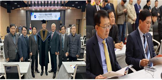 최종은 신동양건설 대표, 이관수 덕일건설 대표, 정태해 신세계건설 대표, 최길학 충남건설협회 회장, 김윤섭 흥일토건 대표, 이증용 태성공영 대표, 하석주 한국건설경영협회 직전 회장(롯데건설 부회장), 윤창운 한국건설경영협회 회장(코오롱 부회장)