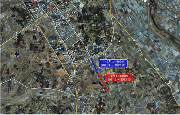 내동~은진면 도로 구간도