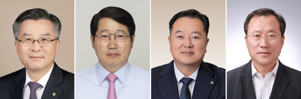 KAIST 자랑스러운 동문상 수상자. (왼쪽부터 권혁웅 한화오션(주) 대표이사 부회장, 김영재 ㈜대덕 대표이사 사장, 김장성 한국생명공학연구원 원장, 이태억 KAIST 산업및시스템공학과 명예교수.