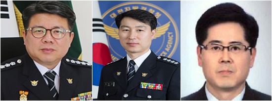 왼쪽부터 조성호 대덕서장, 강동하 동부서장, 이화섭 둔산서장