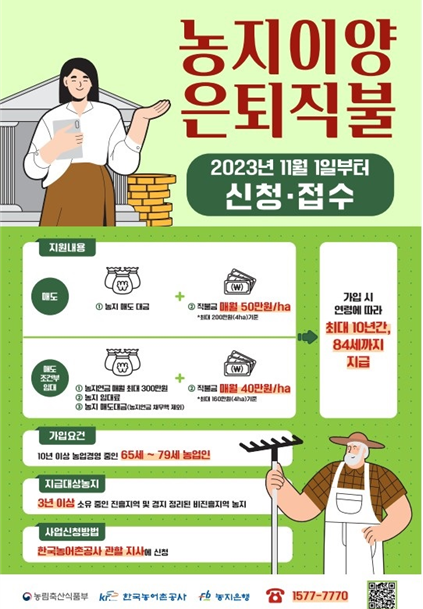 '24년 농지이양 은퇴직불제' 안내문