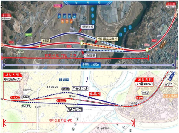 밀양강교 노선도