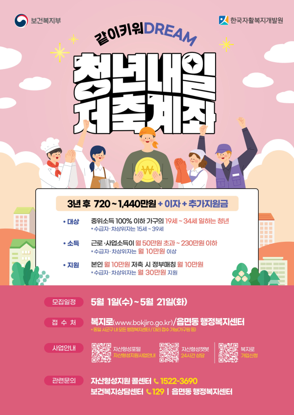 홍성군 2024년 청년내일저축계좌 신규가입자 모집 포스터