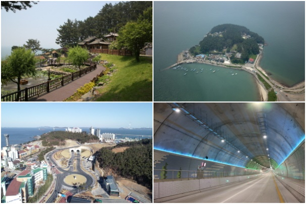 (위) 죽도 상화원, (아래) 해저터널 모습