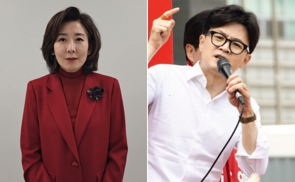 (왼쪽부터) 국민의힘 나경원 국회의원, 한동훈 전 비상대책위원장
